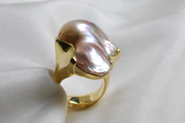 Perlring mit Süßwasserperle